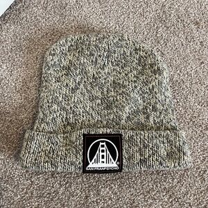San Franpsycho White & Grey Knit Beanie with Soft Fleece Lining